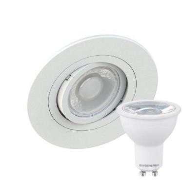 Imagem de Kit 2 Spot Embutir Redondo Face Plana Dicroica MR16 Branco + Lâmpada D