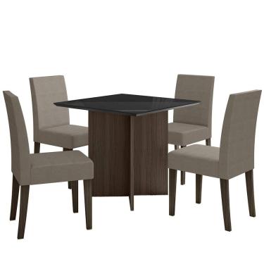 Imagem de Kit Mesa de Jantar Helo Com Vidro 90x90 com 4 Cadeiras Josi