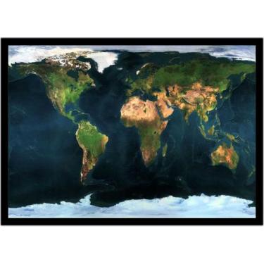 Imagem de Quadro Decorativo Mapa-Múndi Físico Terra Geografia Salas Escritórios 
