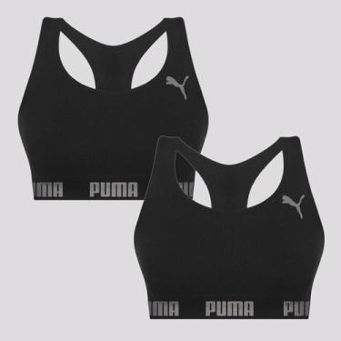 Imagem de Kit 2 Tops Puma Sem Costura Preto, EG