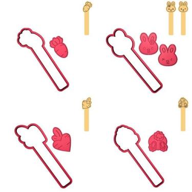 Imagem de Kit 5 Cortadores Páscoa Stick Coelhos Cenouras Bumbum - DOCE IMPRESSO,