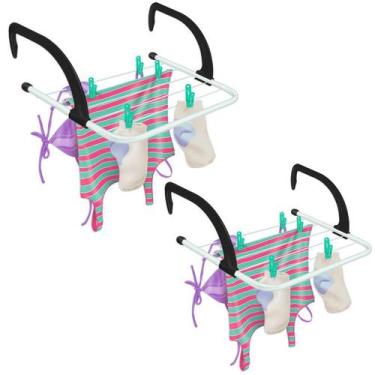 Imagem de Kit Com 2UN Varal de Roupas Portátil Janela Sacada Suspenso Secalux Di
