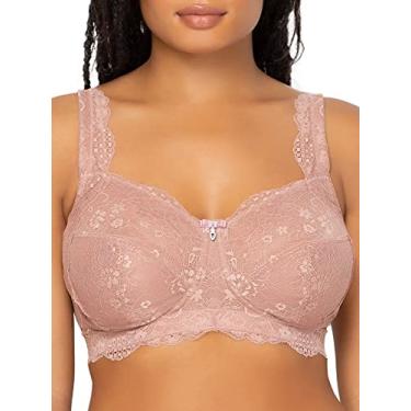 Imagem de Curvy Couture Sutiã feminino macio de renda de luxo plus size, Ballet Fever, 42D
