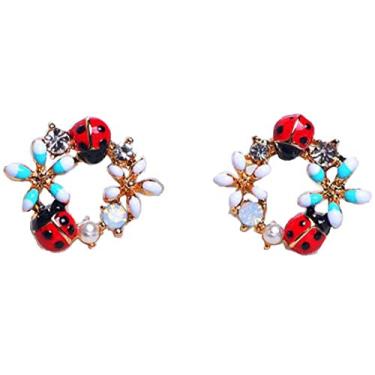 Imagem de DianaL Boutique Brincos delicados de margarida, joaninha, joia moderna