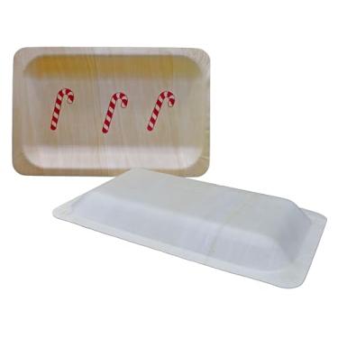 Imagem de Perfect Stix Pratos descartáveis de madeira com design de bengala doce de Natal de 17,8 cm, pacote com 30