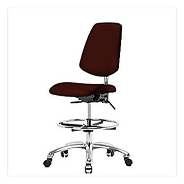 Imagem de Thomas Cadeira de vinil de altura média 1163U88 Cleanroom com encosto médio, base cromada, com inclinação, sem braços, anel de pé cromado, rodízios cromados, vinho