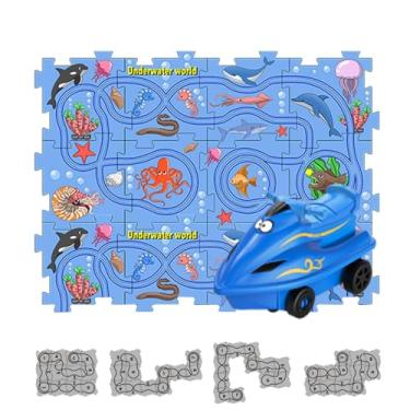 Imagem de Pista de quebra-cabeça de vagão de trem,Trilha de carro de quebra-cabeça | Jogos de Aprendizagem Pista de Corrida de Brinquedos para Crianças | Brinquedos educativos, faixa de quebra-cabeça de tema ma
