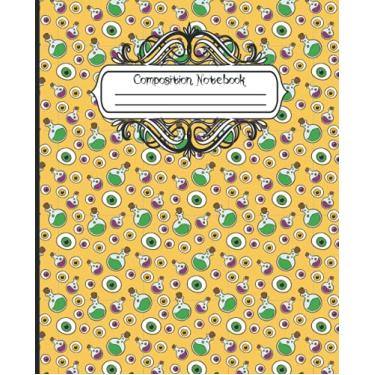 Imagem de Composition Notebook: Halloween Wide Ruled 7.5 x 9.25 in 100 Pages Composition Book Potions & Eyes Pattern