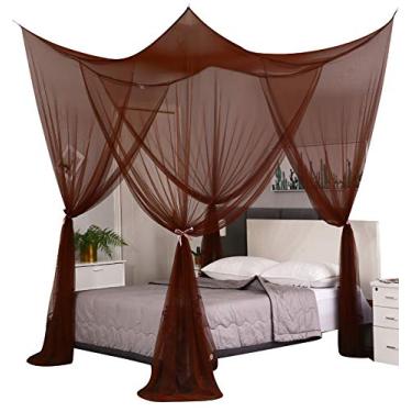 Imagem de Mengersi Cortinas de Cama de Dossel Elegantes para Cama Queen Size King Size, Mosquiteiro de Dossel de Cama Adequado para Rede Interna e Externa(87X79X98"(Sugerido para Cama Comple (87X79X98“(Sugerido