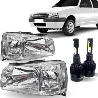 Imagem de Farol fiat uno 2004 ate 2013 mascara cromada (par) super led - BBS BIB