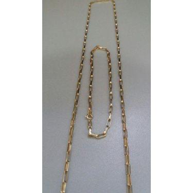 Imagem de Conjunto Corrente + Pulseira Elo Quadrado Oco Ouro 18k 750 - DR Jóias