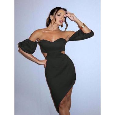 Imagem de Vestido de Alfaiataria Com Fenda na Saia. - LUNII, Preto, M