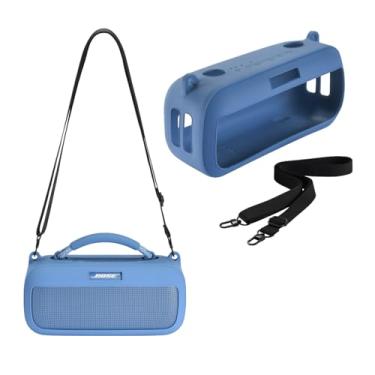 Imagem de Capa protetora de silicone adequada para alto-falante portátil Bose SoundLink Max, capa protetora portátil com alça de ombro, acessórios de alto-falante sem fio (azul)