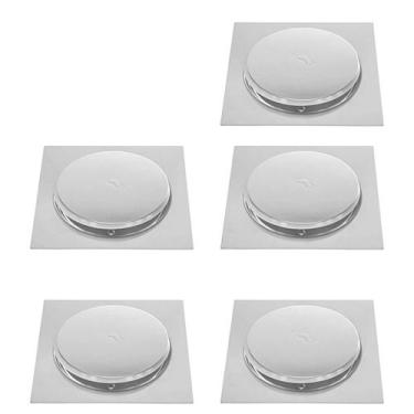 Imagem de Ralo Click Inox 15x15 Pop Up Inteligente Kit 5 Unidades Lavabo Banheir