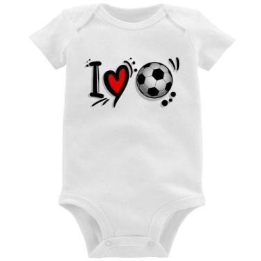 Imagem de Body Bebê I Love Futebol - Foca na Moda, Branco, G