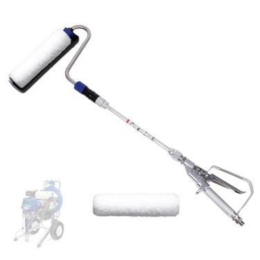 Imagem de Rolo de tinta spray sem ar, rolo de pistola de pulverizador de tinta sem ar de 84 cm, rolo de tinta pulverizador de alta pressão de alimentação interna, extensão de 30 cm, 1 capa de rolo extra de 23