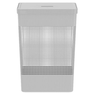 Imagem de Cesto De Roupa Suja Tampa Grid 49L Organizador Área Serviço