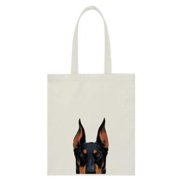 Imagem de WIRESTER Bolsa de lona para mulheres e meninas, bolsa de praia, bolsa de compras de supermercado, bolsa de ombro, bolsa de viagem - cachorro fofo, Black Rust Doberman Pinscher Dog, Large