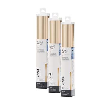 Imagem de Cricut Vinil permanente inteligente, metálico fosco (champanhe) | Pacote com 3 rolos de 90 cm (33 cm x 91 cm) - Corte sem tapete de até 3,6 m - Compatível com máquinas Maker & Explore