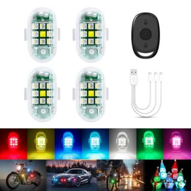 Imagem de Koongloong Luzes estroboscópicas LED sem fio com controle remoto USB recarregável RGB luz piscante aviso de emergência anticolisão mini para carro, motocicleta, caminhão, bicicleta, controle remoto, 4