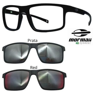 Imagem de Armação de Grau Mormaii 6127 Swap 5 A14 Com 2 Clipons, Prata, Red