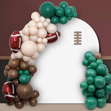 Imagem de First Year Down Balloon Garland Kit - 134 PCS American Football Theme Balloon Garlands, DIY Hunter Green And brown Sport Inspired Arch Decorations, Foil Balloons For 1st Touch Down Party