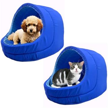 Imagem de Kit 2x Camas Pet Iglu Raça Médio para Cachorro e Gato com Almofada (Azul)