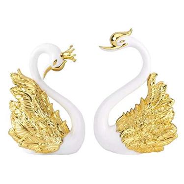 Imagem de 2 Pcs Romantic Crown Swan Cake Topper Flamingo Cake Dessert Baking Decorative Ornament Birthday Wedding Cake Decoration Supplies