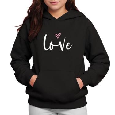 Imagem de Moletom Infantil Canguru Menina Algodão Estampa Love - Samcro Vestuári