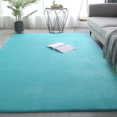 Imagem de Tapete grosso para sala de estar, decoração de lã coral, tapete grande para quarto, macio para crianças, tapete de brincar, tapete de ioga para meninas, janela, azul claro, 100 x 160 cm (39 x 62 pol.