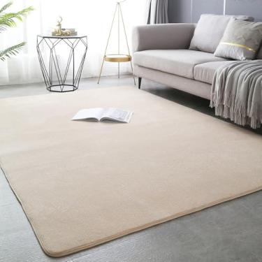 Imagem de Tapete grosso para sala de estar, decoração de lã coral, tapete grande para quarto, macio para crianças, tapete de brincar, tapete de ioga para meninas, janela, camelo claro, 50x80cm (19x31 pol.)