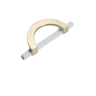 Imagem de Armário de cozinha Armazenamento Branco Porta Armário Alças Gaveta Guarda-roupa Alça Semicircular Rodada Porta Puxadores Maçanetas Hardware, Ouro branco 96mm