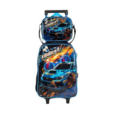 Imagem de Kit Escolar Força 4 Mochila De Rodinhas E Lancheira - Azul