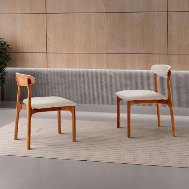 Imagem de Conjunto com 2 Cadeiras Italia Linho Branco e Imbuia Natural