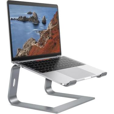 Imagem de OMOTON Suporte de laptop para mesa, suporte destacável para laptop, suporte de alumínio, compatível com MacBook Air/Pro, Dell, HP e todos os laptops (11-16 polegadas), cinza