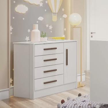 Imagem de Cômoda Infantil Sapateira 1 Porta 4 Gavetas Q Encanto 3710 Qmovi