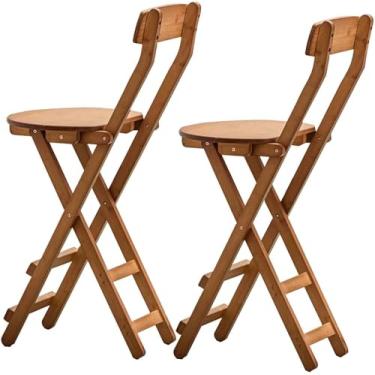 Imagem de Conjunto de fezes de barras altas de barro de madeira - Cadeiras de café da manhã com salvamento de espaço com encosto e apoio para os pés para bar e casa - capacidade de carga 150kg