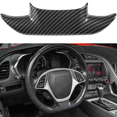 Imagem de Acabamento de cobertura de volante com aparência de fibra de carbono para Chevrolet Corvette C7 Z06 Z51 ZR1 Stingray Grand Sport Acessórios de interiores P (preto)