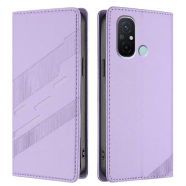 Imagem de Luksinlong Capa para Xiaomi Redmi 12C/11A, capa protetora de couro PU flip, [porta-cartão] [fecho magnético] [suporte], capa carteira Xiaomi Poco C55 - roxo claro