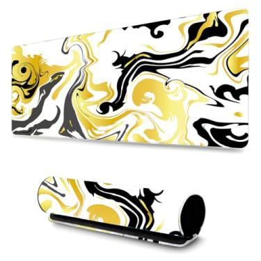 Imagem de Mouse Pad Gamer Profissional Confortável Antiderrapante Escritório e Games - 90x40 - Abstrato Azul e Branco (Branco e Dourado)