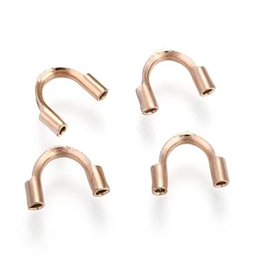 Imagem de Spritewelry 50 peças de fio de aço inoxidável 316 guardião ouro rosa protetor de rosca alça guardião cabo terminador em forma de U acessórios para fabricação de joias 6,3 ~ 7 x 5 x 1,5 mm, orifício