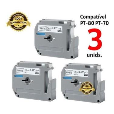 Imagem de 3 Fitas Compativel Etiquetador Pt70 Pt80 Pt90 - xfull, Branco