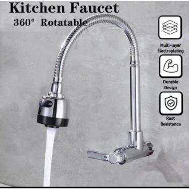 Imagem de Torneira Gourmet Flexível Cozinha Parede Parede aço Bancada Monocomand