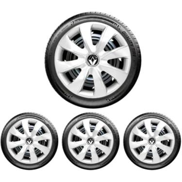 Imagem de Jogo 4 Calota Prime Prata Aro 14 RLT Clio Sandero Logan Symbol Megane