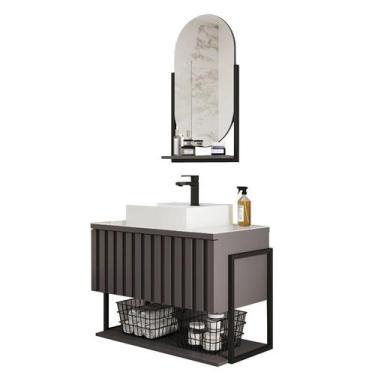 Imagem de Gabinete de Banheiro Frise 80 com Espelho Ori Titanio - MGM