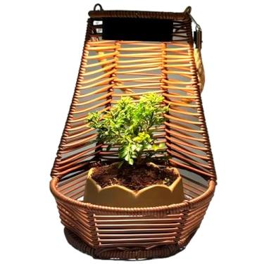 Imagem de Credelin Vaso suspenso para plantas de interior, lanterna de jardim solar de vime, vasos de pendurar à prova d'água, cesta de plantas decorativas ao ar livre, com iluminação automática do crepúsculo