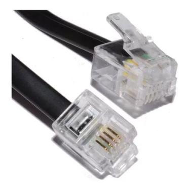 Imagem de Fio De Telefone Fixo 2 Metros Rj11 X Rj11 Cabo 4 Vias Preto - SÓ COFRE