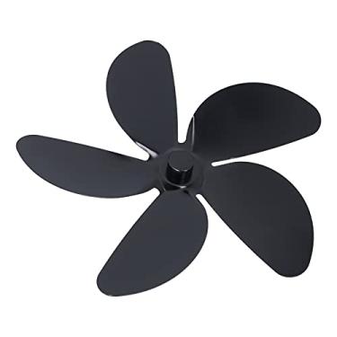 Imagem de Substituição da Lâmina do Ventilador de Fogão Preto da Lâmina de Liga de Alumínio, para Lareira, Fogão a Lenha, Fogão a Gás Com Circulação Aprimorada (5 folhas)