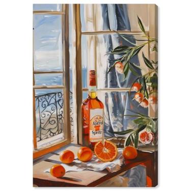 Imagem de Art Remedy Orange Aperol by the Sea Canvas Bar Cart Art, Gallery Wrapped, 10 x 15