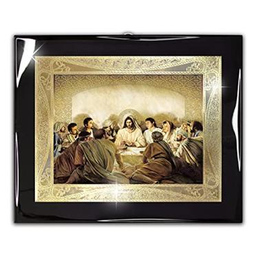 Imagem de Santa Última Ceia (25 x 30.5 cm) Cor Chocolate - Impressão de arte de parede religiosa Pôster emoldurado Decoração de casa Arte Diseño Piezas Maestras
